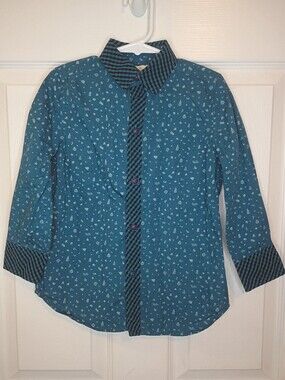 Matilda Jane Boys Christmas Patterned Button-Up Shirt Size 4